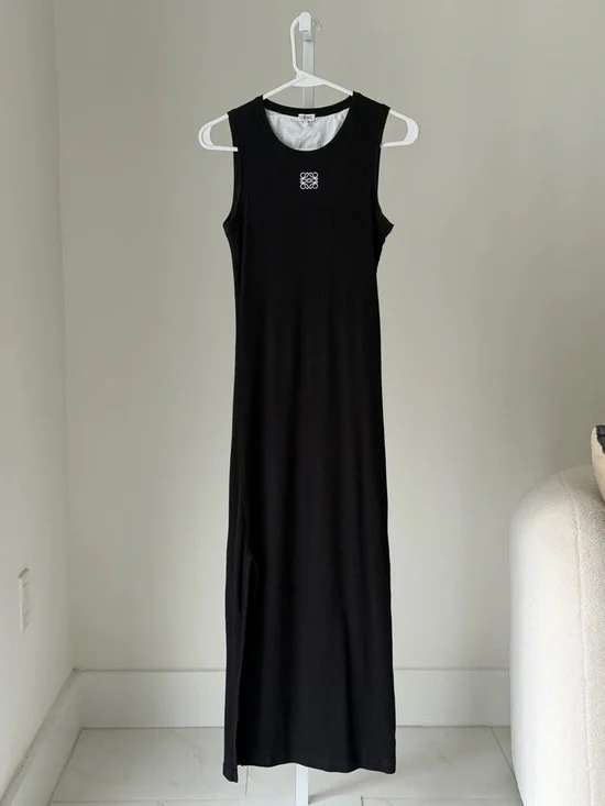 Loewe Black Sleeveless Ribbed Maxi Tank Dress - Picture 5 of 8